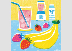 バナナとイチゴと牛乳のミックスジュース