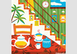 いつも絵を描いているダイニング